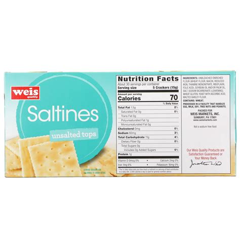 Saltine Crackers Nutrition Label
