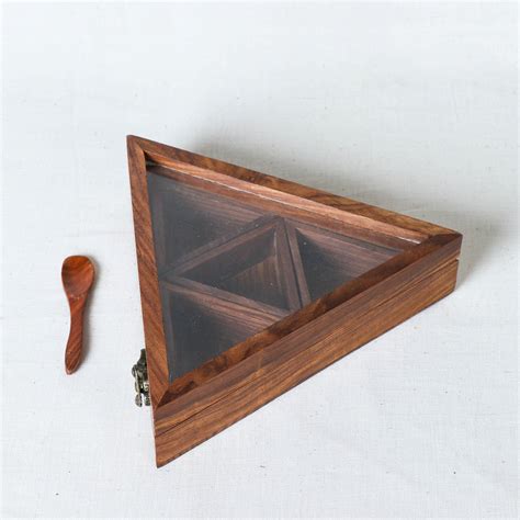 Brown Spice Box - Handcrafted with Sheesham Wood