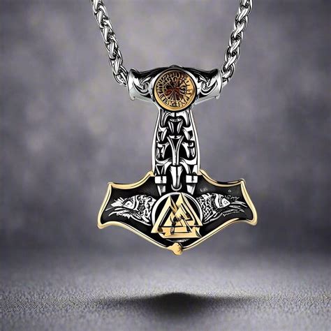 Buy Now Premium SS Pendant/ Necklace - VIKING THOR MJOLNIR GOLD - Pure ...