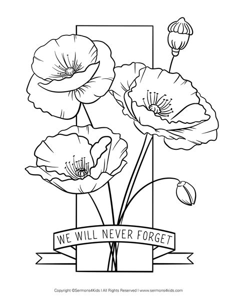 Memorial Day Poppies Coloring Pages