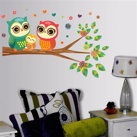 Decals Design 'Big Eyed Cute Owl Family' Wall Sticker (PVC Vinyl, 60 cm ...