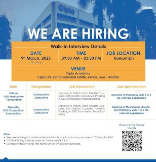 Cipla Ltd Walk-in Drive in Verna, Goa | Job Openings for Diploma ...