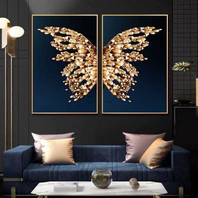 Jual Lukisan angels gold elegant blue texture dekorasi dinding art ...