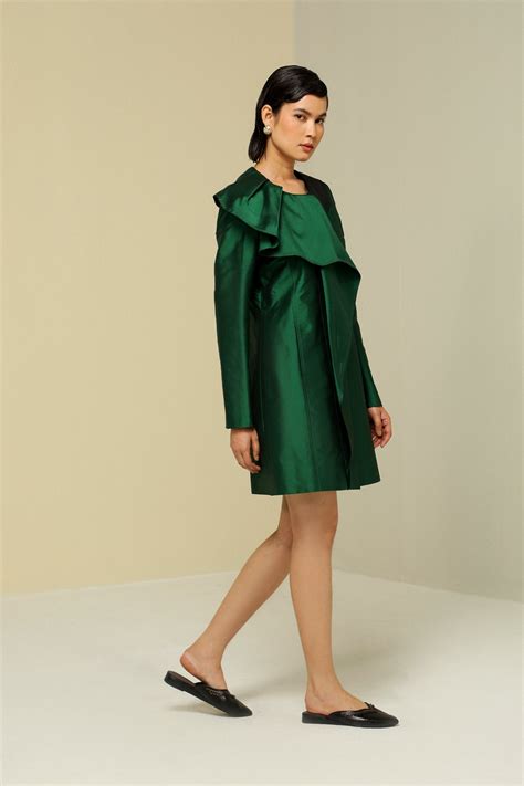 GREEN RUFFLE JACKET DRESS – Zaitra