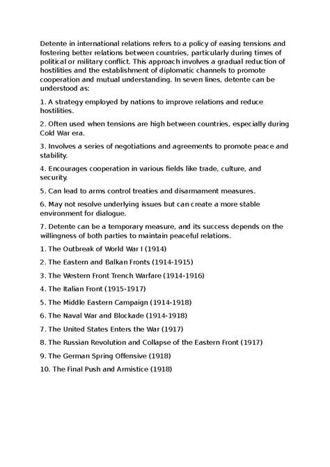 Document (10) - IR tips - Detente in international relations refers to ...