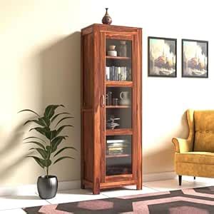 Krishna Wood Decor Solid Sheesham Wood Natural Finish Corner Book Shelf ...