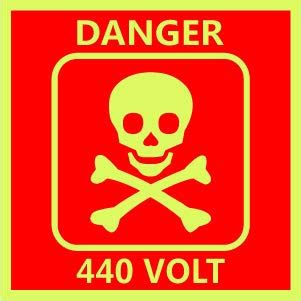 3 Piece Combo Offer Danger 440 Volt Night Glow Elimination Sign Board ...
