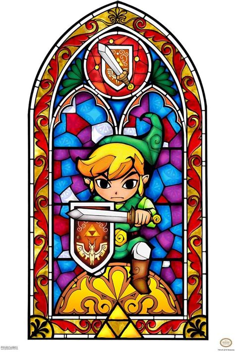 Buy Pyramid America Legend of Zelda Stained Glass Sword Shield Video ...