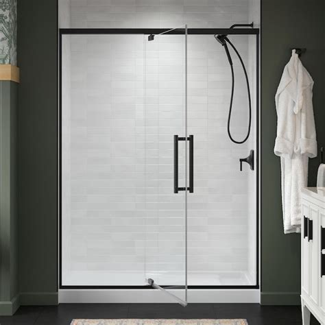 KOHLER Premise Matte Black 55-in to 60-in W x 76.06-in H Frameless ...