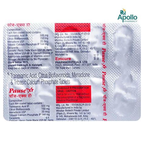 Pause XT Tablet 10's Price, Uses, Side Effects, Composition - Apollo ...