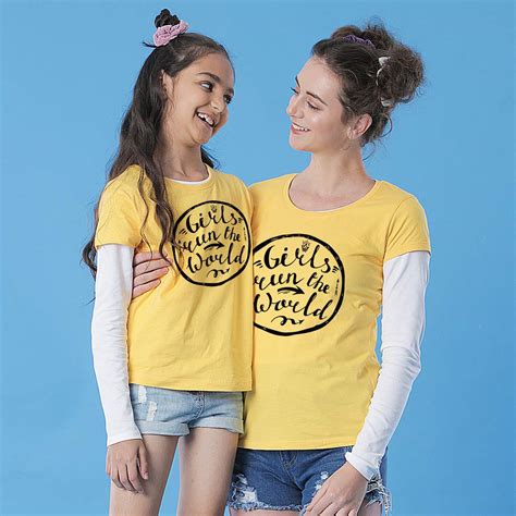 Mother & Daughter Matching T-shirts - Navy Blue Colour - BonOrganik