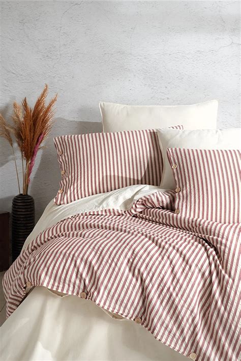 Cherry Stripes Bedding Set,modern Striped Comforter and Sheet Set ...