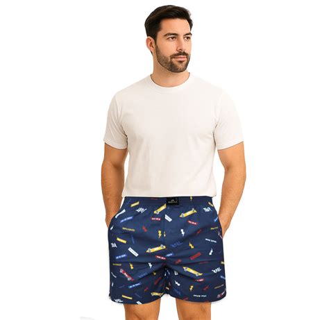 Navy Tour Printed Cotton Boxer For Men – Bhokals