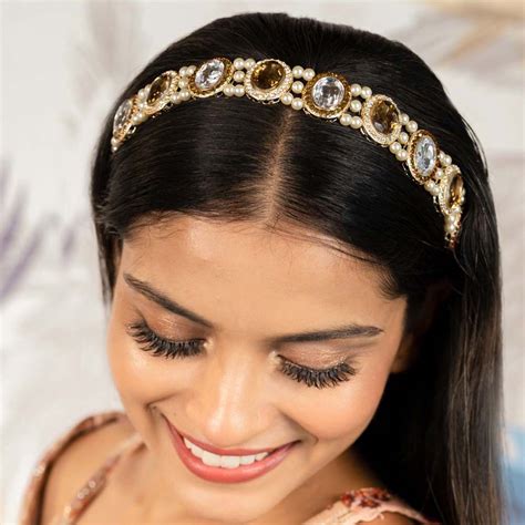 Gold Plated Hair Band with Pearls and Crystals – Hair Drama Company