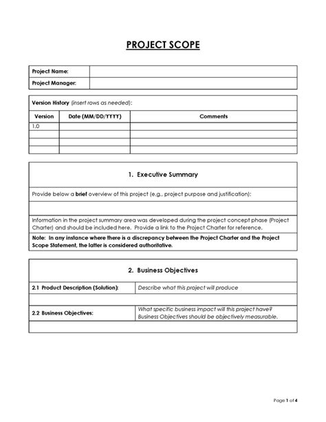 Image result for Project Scope Statement Template Word