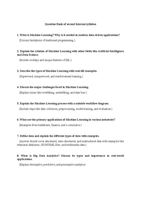 21CS54 AIML Questionbank - 1st Test - 1 | P a g e Question Bank Subject ...