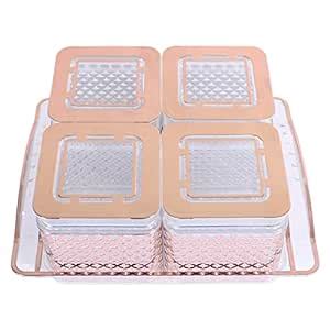 Buy Kuber Industries 4 Containers & Tray Set|Unbreakable Plastic ...