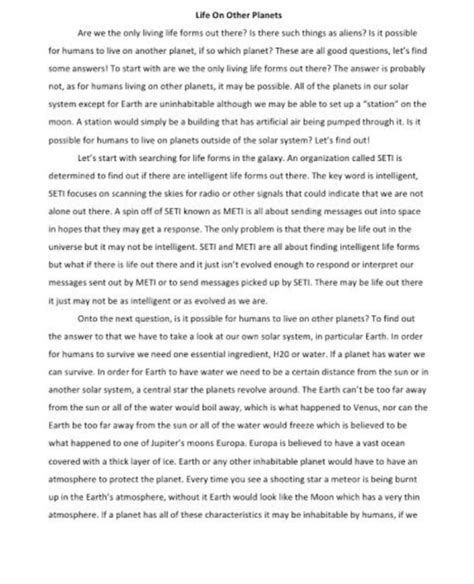 Is there life on other planet essay for class 8 - Brainly.in