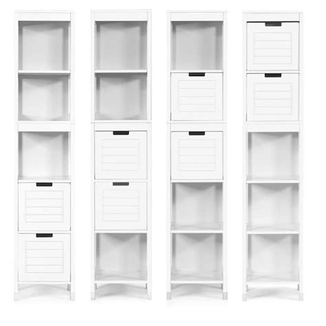 WELLFOR 12-in x 57-in x 12-in White Freestanding Corner Linen Cabinet ...