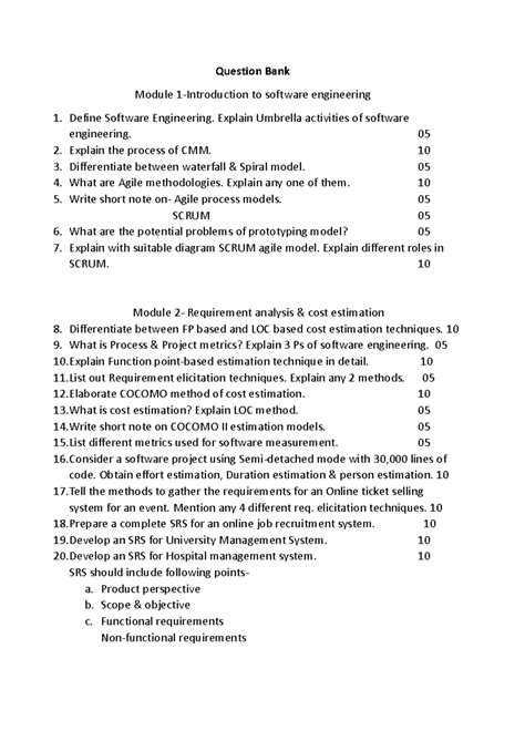 SEPM-Modulewise Questions Asked in Prev University Exams - Question ...