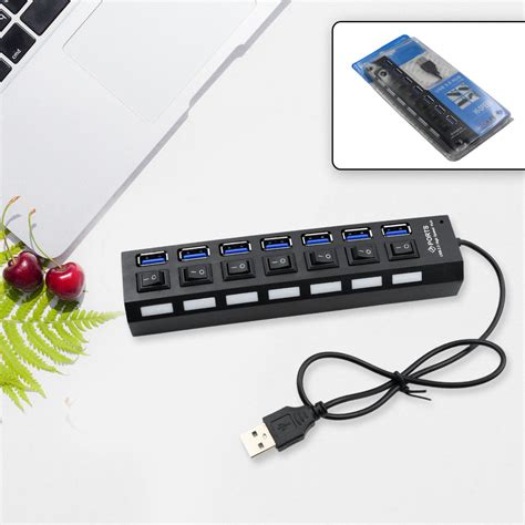 6994 USB Splitter Multi Port USB 2.0 Hub, 7 Port with Independent On/O ...