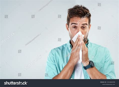 Wipe Nose Tissue Portrait Man Studio Stock Photo 2314840299 | Shutterstock