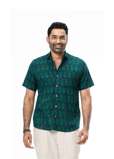 Buy Ajrakh Printed Half Sleeve Cotton Linen Shirt – JUGALBANDHI