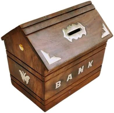 Zyntix Piggy Bank Coin Storage 4 Inch Carved Adult Piggy Bank Wooden ...