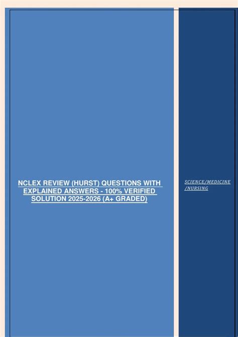 NCLEX REVIEW (HURST) QUESTIONS WITH EXPLAINED ANSWERS - 100% VERIFIED ...
