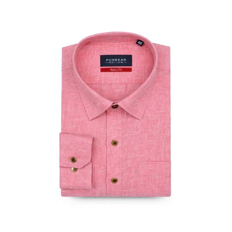 Punekar Cotton Light Pink Color Cotton Linen Formal Shirt for Men's.