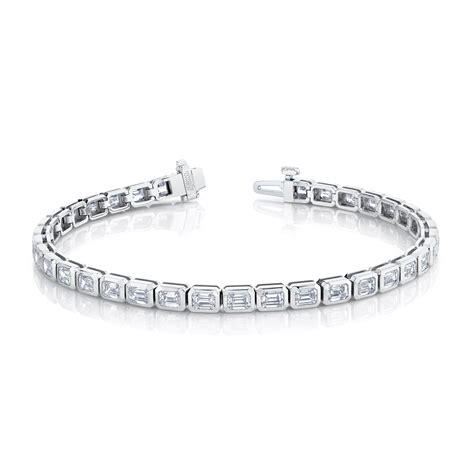 Emerald Cut Diamond Bezel Set Bracelet – Norman Silverman