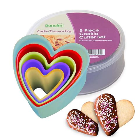 Premier Housewares Heart Shaped Cutters - Set of 5, Multi-Coloured ...