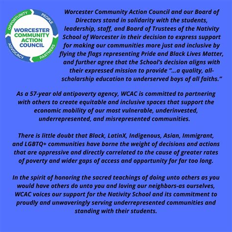 Worcester Community Action Council, Inc. on LinkedIn: WCAC stands in ...