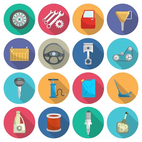 Car service maintenance flat icon set | Free Vector