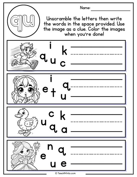 Qu Worksheets - Free PDF Printables - Teach Prints