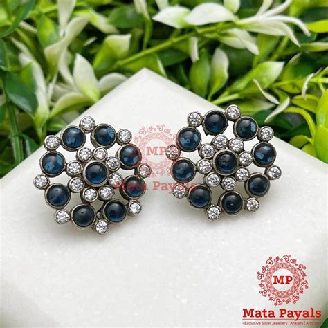 Bluey Mandala Oxidised Stud – Matapayals