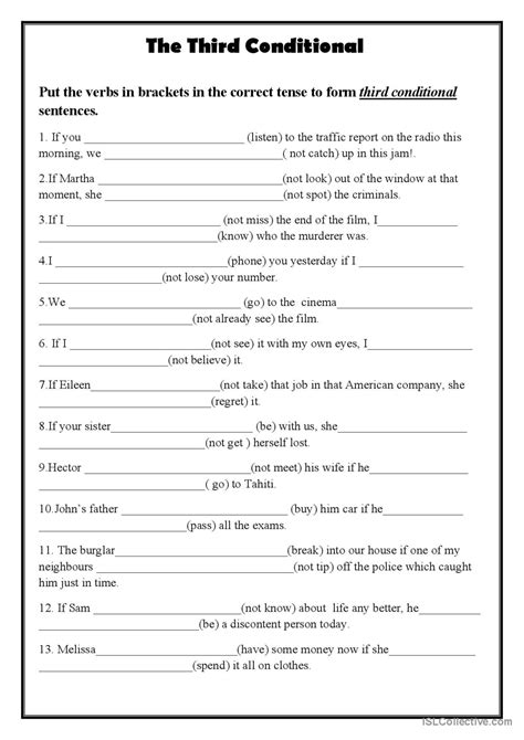 Image result for 3rd Conditional Worksheet