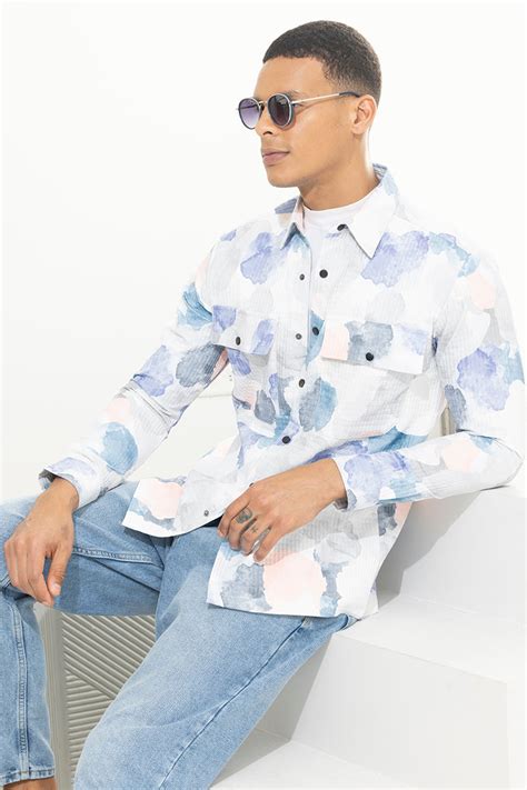 Buy Men's Floral Abstract White Shirt Online | SNITCH
