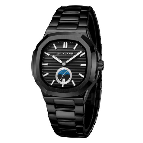 GIORDANO Analog Watch for Men – Classic Moon Phase Design with Textured ...