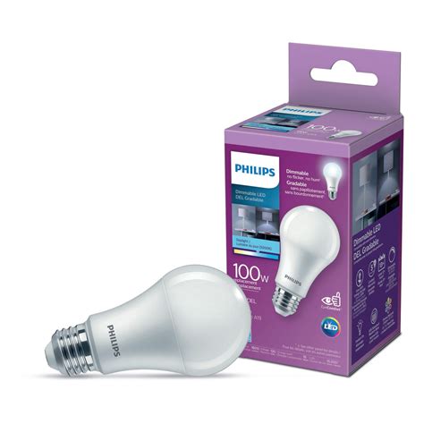 Philips LED 100-Watt A19 Light Bulb, Frosted Daylight, Non-Dimmable ...