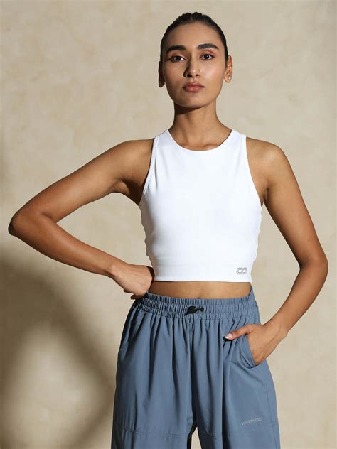Buy Silvertraq Keyhole Back Crop Top with Clasp White