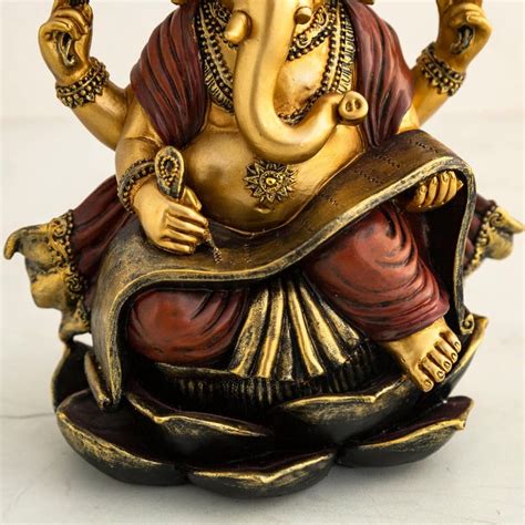 Buy Dhyana Gold Polyresin Sitting Ganesha Posture Figurine from Home ...