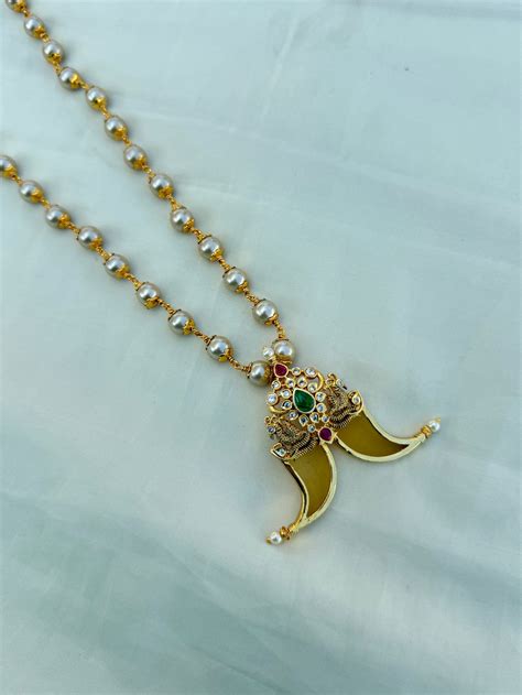 Pg003 multi puligoru pendant with pearl chain – Yuvi_Collections