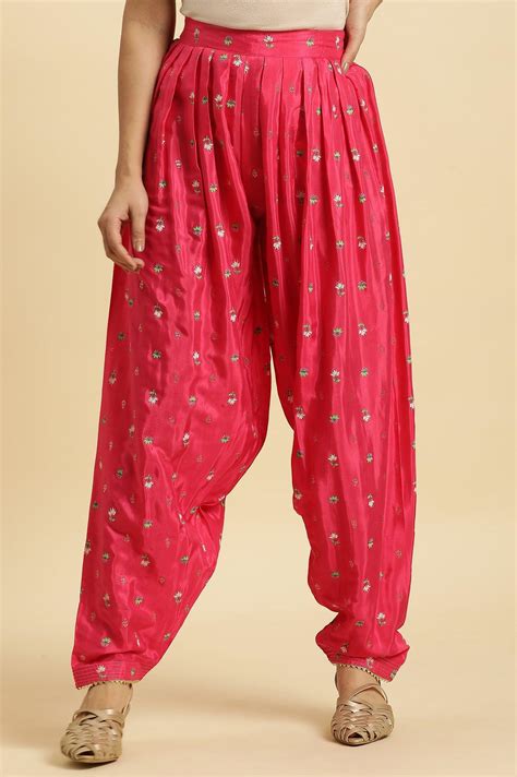 Buy Pink Pleated Floral Printed Salwar Pants @ 1899 | W for woman ...