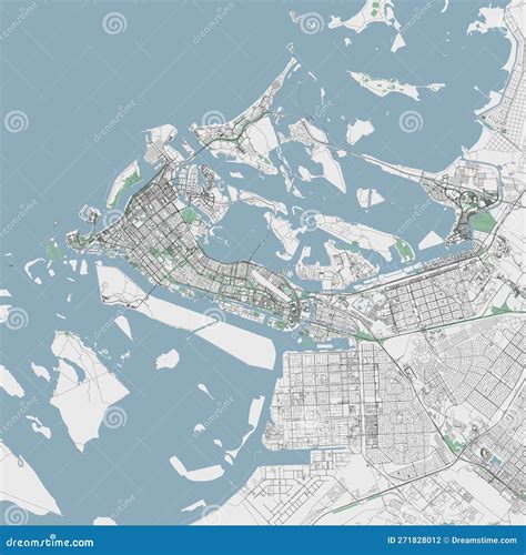 Abu Dhabi Vector Map. Detailed Map of Abu Dhabi City Administrative ...