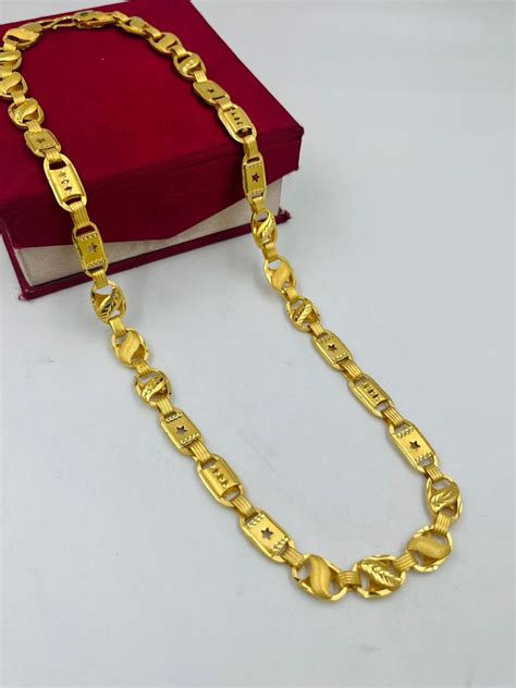 1 GRAM GOLD PLATED KOHLI WITH NAWABI (BISCUIT) CHAIN FOR MEN DESIGN A ...