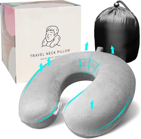 Amazon.com: Far win Travel Pillow,100% Pure Memory Foam U Shaped Neck ...