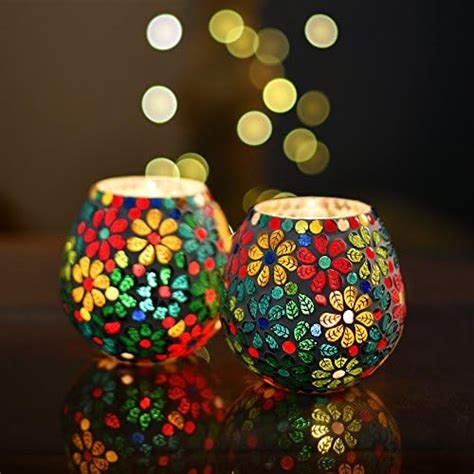 Buy The Purple Tree Glass Mosaic Tealight Candle Holder for Diwali ...
