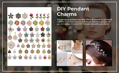 MAYCREATE® 60pcs Assorted Gold Plated Enamel Pendants, Floral Themed ...