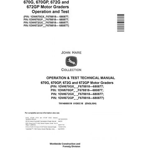 John Deere 670G, 670GP, 672G and 672GP Motor Graders Pdf Diagnostic, O
